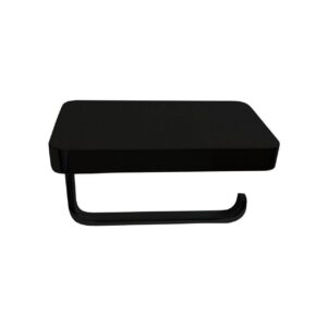 Aqua PLATO Black Toilet Paper Holder With Shelf