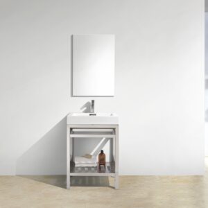 Cisco 24″ Stainless Steel Console w/ White Acrylic Sink – Chrome