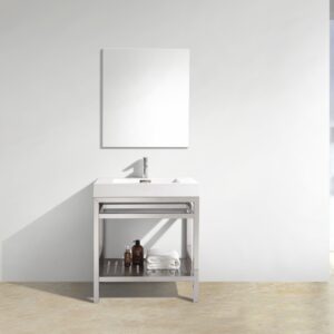 Cisco 30″ Stainless Steel Console w/ White Acrylic Sink – Chrome