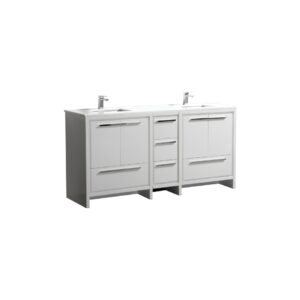 KubeBath Dolce 72″ Gloss White Modern Bathroom Vanity with Quartz Countertop