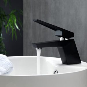 Aqua Siza Single Lever Modern Bathroom Vanity Faucet – Matte Black
