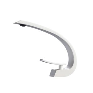 Aqua Arcco Single Hole Mount Bathroom Vanity Faucet – White