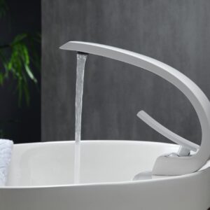 Aqua Arcco Single Hole Mount Bathroom Vanity Faucet – White