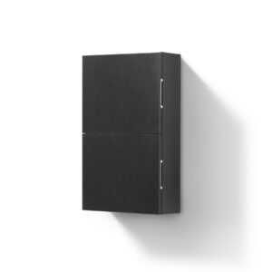 Small Bathroom Black Wood Linen Side Cabinet w/ 2 Storage Areas