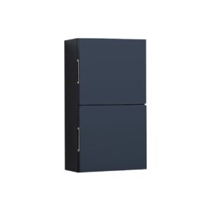 Small Bathroom Navy Blue Linen Side Cabinet w/ 2 Storage Areas