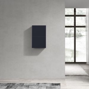 Small Bathroom Navy Blue Linen Side Cabinet w/ 2 Storage Areas