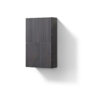 Small Bathroom High Gloss Gray Oak Linen Side Cabinet w/ 2 Storage Areas