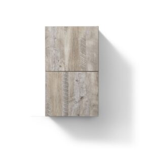 Small Bathroom Nature Wood Linen Side Cabinet w/ 2 Storage Areas