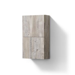 Small Bathroom Nature Wood Linen Side Cabinet w/ 2 Storage Areas