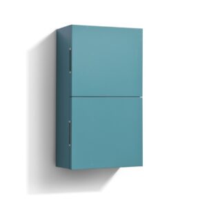 Small Bathroom Teal Green Linen Side Cabinet w/ 2 Storage Areas