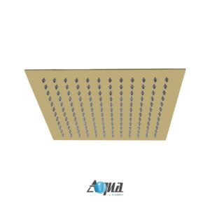 Aqua Piazza by KubeBath 8″ Super Slim Square Rain Shower Head – Brushed Gold