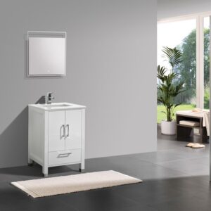Anziano 24″ High Gloss White Vanity w/ white Countertop and Undermount Sink