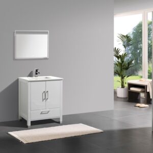 Anziano 30″ High Gloss White Vanity w/ White Countertop and Undermount Sink