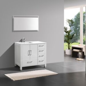 Anziano 40″ High Gloss White Vanity w/ White Countertop