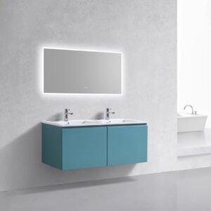 KubeBath 48″ Double Sink Balli Modern Bathroom Vanity in Teal Green Finish