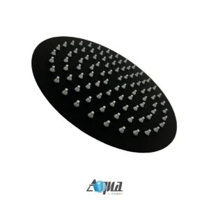 Aqua RONDO Black Brass Shower Set w/ 8″ Round Rain Shower and Handheld