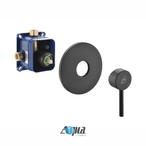 Aqua Rondo by KubeBath 1-Way Rough-In Valve W/ Cover Plate and Handle – Black