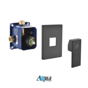 Aqua Piazza by KubeBath 1-Way Rough-In Valve W/ Cover Plate and Handle – Matte Black