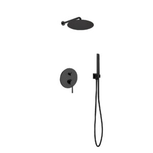 Aqua Rondo Black Shower Set w/ 12″ Rain Shower and Handheld