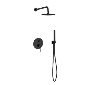 Aqua Rondo Black Shower Set w/ 8″ Rain Shower and Handheld
