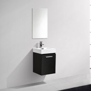 Bliss 16″ Black Wall Mount Modern Bathroom Vanity