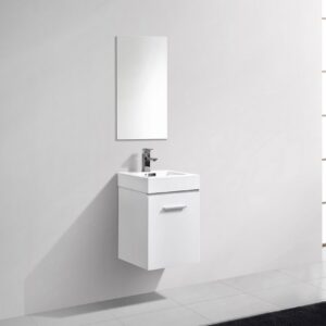 Bliss 16″ High Gloss White Wall Mount Modern Bathroom Vanity