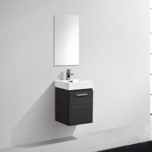 Bliss 16″ High Gloss Gray Oak Wall Mount Modern Bathroom Vanity