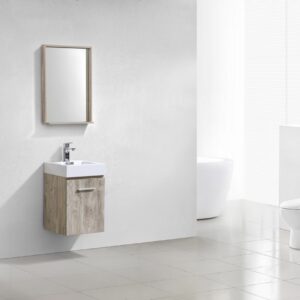 Bliss 16″ Nature Wood Wall Mount Modern Bathroom Vanity