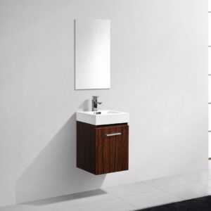 Bliss 16″ Walnut Wall Mount Modern Bathroom Vanity