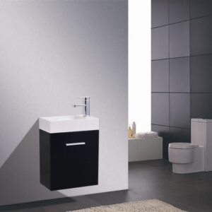 Bliss 18″ Black Wall Mount Modern Bathroom Vanity