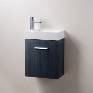 Bliss 18″ Gray Oak Wall Mount Modern Bathroom Vanity
