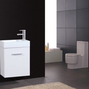 Bliss 18″ High Gloss White Wall Mount Modern Bathroom Vanity