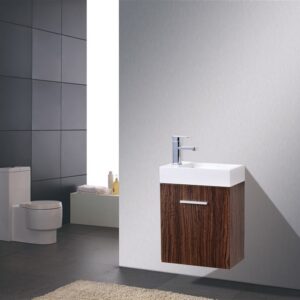Bliss 18″ Walnut Wall Mount Modern Bathroom Vanity