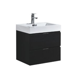 Bliss 24″ Black Wall Mount Modern Bathroom Vanity