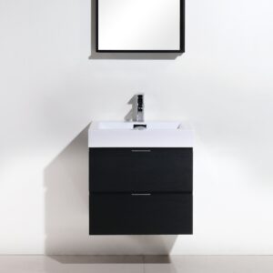 Bliss 24″ Black Wall Mount Modern Bathroom Vanity