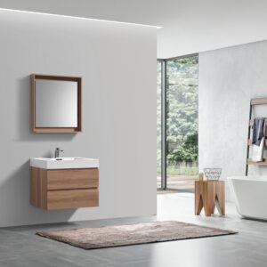 Bliss 24″ Honey Oak Wall Mount Modern Bathroom Vanity