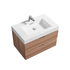 Bliss 24″ Honey Oak Wall Mount Modern Bathroom Vanity