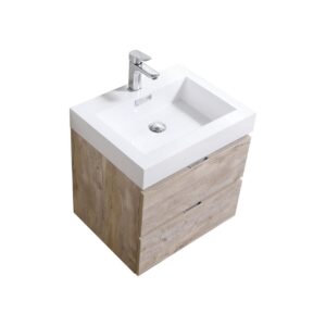 Bliss 24″ Nature Wood Wall Mount Modern Bathroom Vanity
