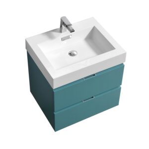 Bliss 24″ Teal Green Wall Mount Modern Bathroom Vanity