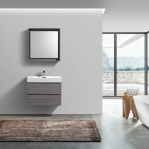 Bliss 24″ Vulcan Ash Grey Wall Mount Modern Bathroom Vanity