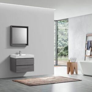 Bliss 30″ Vulcan Ash Grey Wall Mount Modern Bathroom Vanity