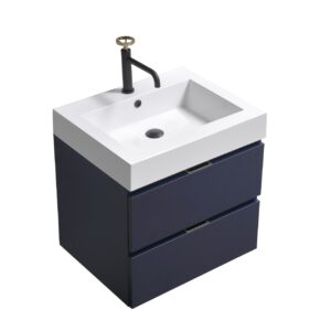 Bliss 24″ Navy Blue Wall Mount Modern Bathroom Vanity