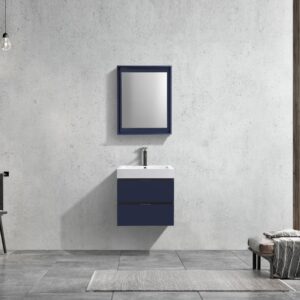 Bliss 24″ Navy Blue Wall Mount Modern Bathroom Vanity