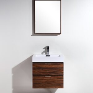 Bliss 24″ Walnut Wall Mount Modern Bathroom Vanity