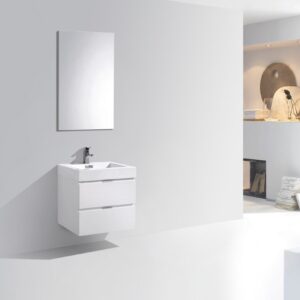 Bliss 24″ High Gloss White Wall Mount Modern Bathroom Vanity