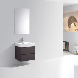 Bliss 24″ High Gloss Gray Oak Wall Mount Modern Bathroom Vanity