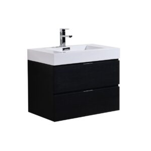 Bliss 30″ Black Wall Mount Modern Bathroom Vanity