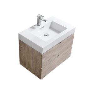Bliss 30″ Nature Wood Wall Mount Modern Bathroom Vanity