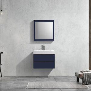 Bliss 30″ Navy Blue Wall Mount Modern Bathroom Vanity