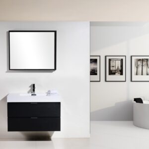 Bliss 36″ Black Wall Mount Modern Bathroom Vanity